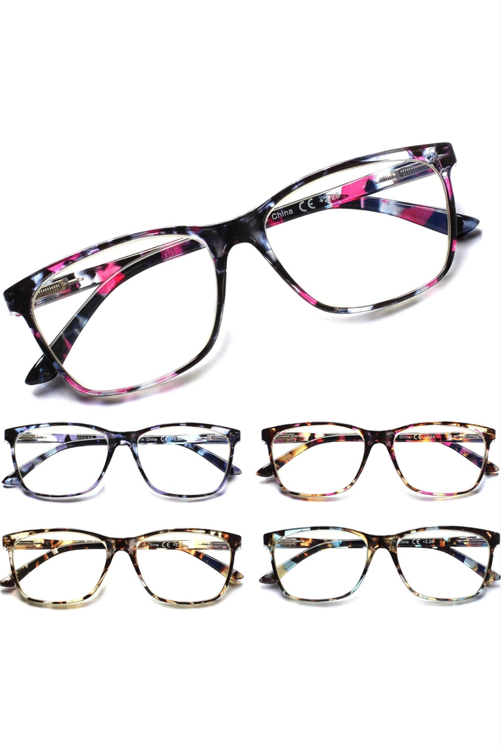 SIGVAN Ladies Reading Glasses Blue Light Blocking Spring Hinge Fashion Pattern Print Eyeglasses for Women +3,5