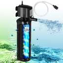 Small Pond Filter for 75-300 Gallon Tank, Aquarium U-V Filter Green Clean Machine Submersible Powerful Pump Canister Filter 600GPH for Fish Turtle Tank Saltwater Freshwater Crystal Clear Green Killing
