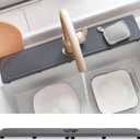 Faucet Mat for Kitchen Sink with Raised Feet, Fast Drying Diatomite Stone Sink Tray, Water Absorbent Faucet & Sink Splash Guard, Prevents Moisture Buildup, Durable Protector for Bathroom Counter (20" x 4", Dark Gray Style 2)