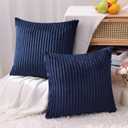Simmore Decorative Summer Throw Pillow Covers 20x20 Set of 2, Soft Natural Plush Flannel Double-Sided Fluffy Couch Pillow Covers for Sofa Living Room, Navy Blue