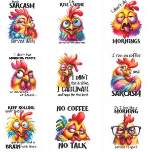 9pcs Funny Kitchen Iron On Transfer Decals Thermal Stickers for Clothing Appliqued Washable DIY Applique Iron On Heat Press Vinyl for Shirts Pillow Covers