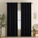 CYCMACO Linen 100% Blackout Curtains for Bedroom, Back Tab/Rod Pocket Room Darkening Curtains, Blackout Curtain for Living Room, Pinch Pleated Curtain(2 Panels Set, 42" W X 84" L, Black)