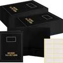 Kisston 50 Pcs Tax Return Folders Bulk 2 Pocket Gold Foil Stamped Income Tax Folders with Labels Business File Office Blank Organizer (Black)