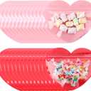Yexiya 50 Pcs Large Heart Candy Bags 3.4 x 4 Inches Heart Shaped Gift Bags Transparent Cellophane Bag Reusable Plastic Treat Goodie Sealed Bag for Party Favors(Red, Pink)