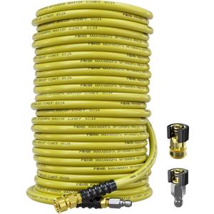 POHIR 100ft Pressure Washer Hose 3/8" 4800 PSI, Power Washer Hose with 3/8 Quick Connect, Hot & Cold Water Hose Max 248F, Commercial Industrial Grade Steel Wire Braided Kink Proof Extension Hose