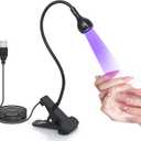 UV Nail Lamp - UV Light for Gel Nails, Flash Cure Lamp, LED Gooseneck Flash Cure Lamp for Nails, Manicure Dryer Black Light with Clamp, 365+395nm Wavelength 5V 3W 4 Levels Dimming Black