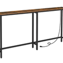 HOOBRO 5.9" Skinny Console Table with Charging Station, 63" Narrow Console Table with Power Outlets, Long and Thin Sofa Table, Slim Entryway Table, Rustic Brown BF165UXG01