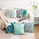famibay Decorative Pillow Cover Ocean Park Theme Square Cotton Linen Throw Pillow Case Cushion Cover 18 x 18 Pack of 6 18"x18"