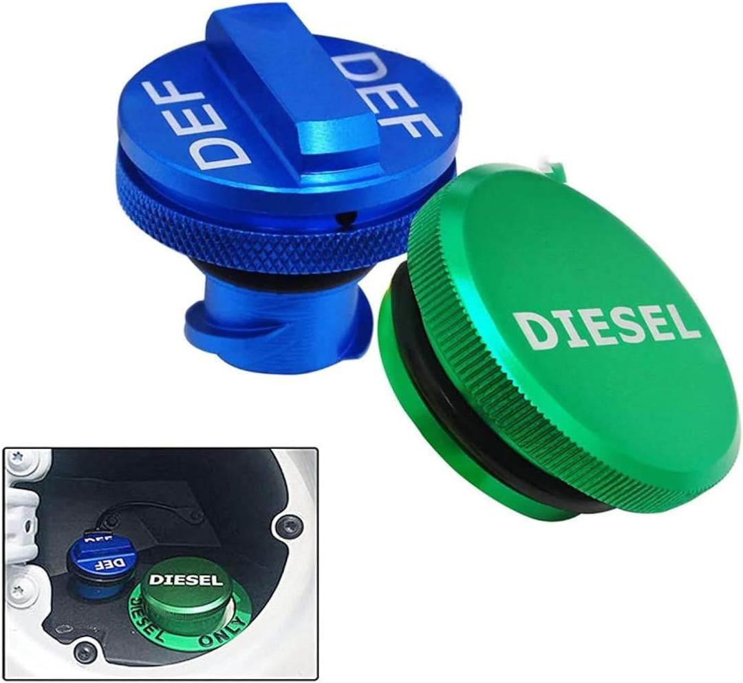Diesel Fuel Cap for Dodge,Bille t Aluminum Fuel Cap Combo Pack,Magnetic Ram Diesel Billet Aluminum Fuel Cap and DEF Cap Combo for RAM 1500 2500 3500 Trucks (2013-2020) with New Easy Grip Design