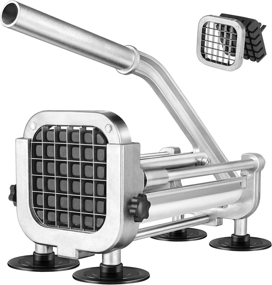 French Fry Cutter, Ruooson Professional Potato Cutter Slicer with 1/2 In Stainless Steel Blades, Great for Whole Potatoes Carrots Cucumbers.