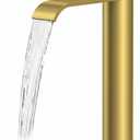 FORIOUS Brushed Gold Vessel Bathroom Faucet One Hole, Single Handle Waterfall Bathroom Vessel Sink Faucet Gold with Pop-up Drain and CUPC Hose for Rv, Lavatory, Corner Sinks