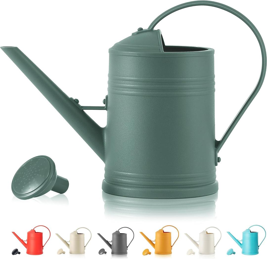 Plastic Indoor Watering Can with Sprinkler Head - 68 oz, 1/2 Gallon (Dark Green)