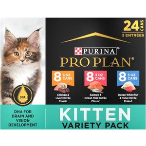 Purina Pro Plan High Protein Wet Kitten Food Variety Pack, DEVELOPMENT Kitten Favorites - (Pack of 24) 3 oz. Cans