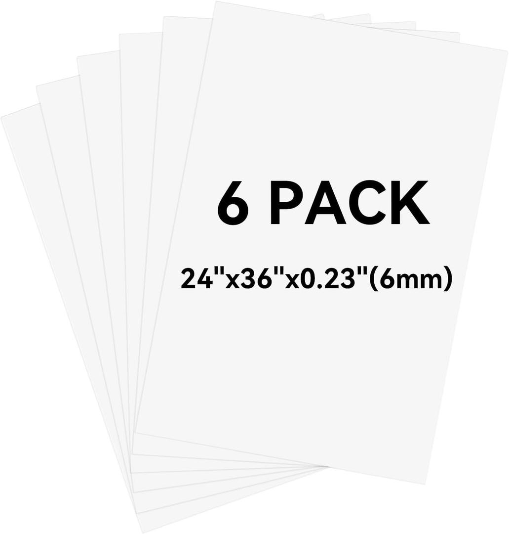6 Pack White Foam Board 24"x36", 0.23" Thick Foam Core Board for Projects, White Poster Board for Painting, Displaying, and Craft Projects