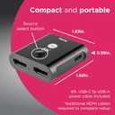 GE 2-Device 8K HDMI Switch, HDMI 2.1, Supports 8K@60Hz & 4K@120Hz, Dolby Atmos, HDCP 2.2, LED Indicator, USB-C Powered, Premium Aluminum Housing, 81660