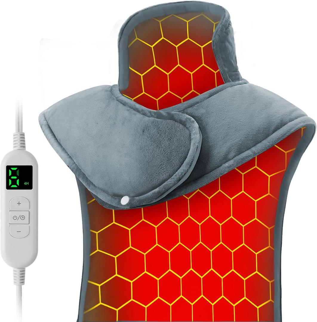 Heating Pad for Neck and Shoulders and Back - Electric Heating Pad for Pain Relief with 6 Heating Levels & 4 Time Setting, Christmas Birthday Gifts for Women Men Dad Mom Elderly (20" x 30")
