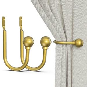 Hion Curtain Holdbacks Gold 2pcs, Curtain Tiebacks Wall Mounted Curtain Hooks Holders for Drapes