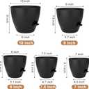 QRRICA Plant Pots 10/9/8/7.5/7 Inch Self Watering Pots, Set of 5 Plastic Planters with Drainage Holes and Saucers,Plastic Flower Pots,Nursery Planting Pot for Indoor Out Door Plants(All Black)