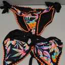 Bikini Sets for Women Floral Two Piece Bathing Suit V Neck Shell Stitched Swimsuit Tie Side Triangle Swimwear (Medium, Pink Leaf Print)