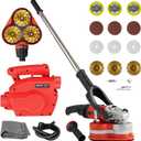 Electric Diamond Polisher Machine with Extendable Handle & Vacuum Port, 6-Speed Concrete Grinder for Dustless Floor and Wall Grinding, Epoxy, Paint, Stone, Cement, and Metal Surface Removal
