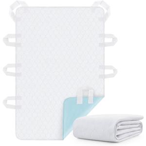 Washable Bed Pad for Incontinence: Waterproof Bed Pads with 8 Handles,Reusable Bed Underpads, Waterproof Positioning Bed Pads for Elderly Adult,Incontinence,Bedwet Kids,Bedridden,Hospitals, 34x52-1 pcs-white