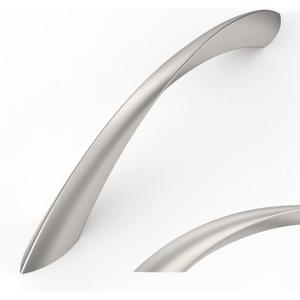 Amerdeco 10 Pack Brushed Satin Nickel 5 Inch(128mm) Hole Centers Kitchen Arch Twisted Cabinet Pulls Cabinet Hardware Kitchen Handles for Cabinets Cupboard Handles Drawer Pulls ZH0048 (5"/128MM Hole Center, Brushed Satin Nickel)