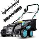 16-Inch 15-Amp 2-in-1 Electric Dethatcher and Lawn Scarifier with 14.5-Gallon Collection Bag, 5-Position Depth Adjustment, Lawn Care Machine for Thatch Removal and Grass Revitalization - XSS16D