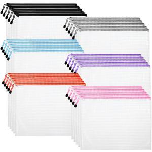 30pcs Mesh Zipper Pouch Bags, Puzzle Bags, A3 17x12 Inches Large Reusable Pouches for Organizing Classroom and Storage, Extra Large Zipper Pouch, Board Game Storage
