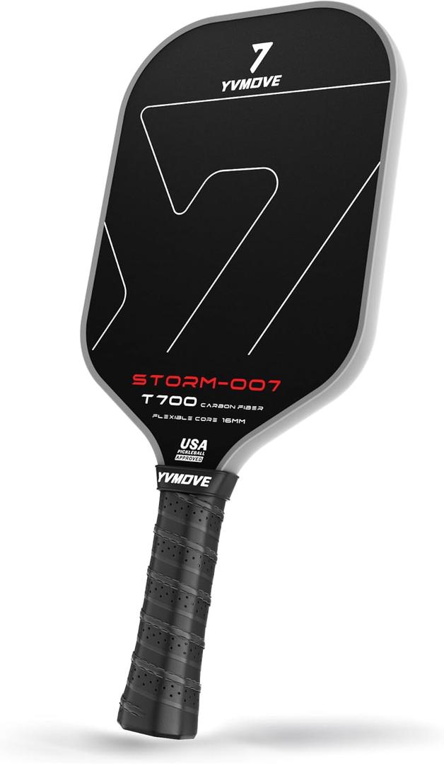 Pickleball Paddle with T700 Raw Carbon Fiber Surface & 16mm STR-Core Power Polymer Core, Premium Pickle Ball Racket Designed for Ultimate Spin & Consistency, USAPA Approved