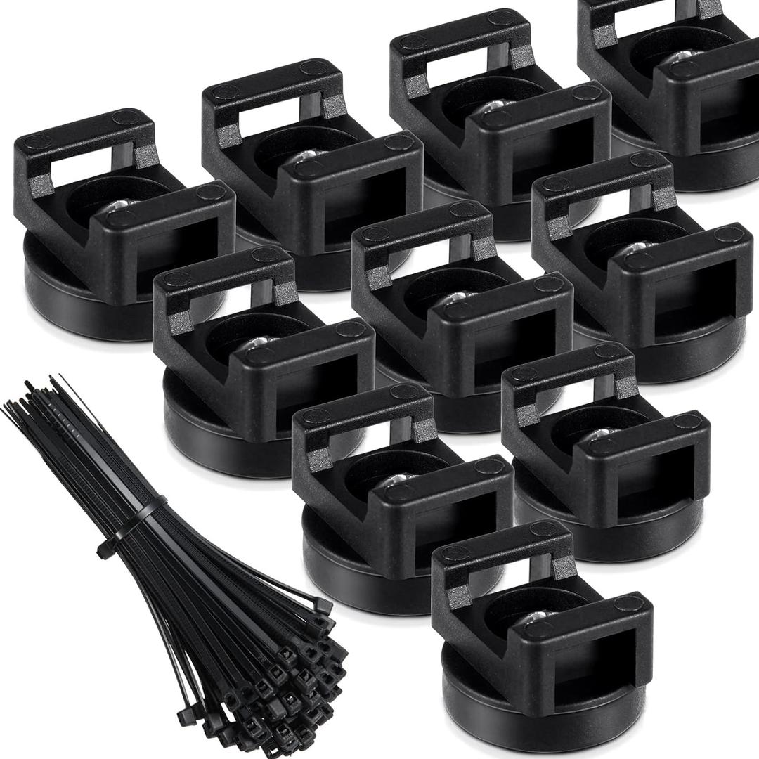 Yookeer Magnetic Zip Tie Mount Multipurpose Cable Holder Magnets Magnetic Wire Management Bases with Heavy Duty Zip, Mount Nylon Cable Ties in Total(60 Pieces,22 mm)