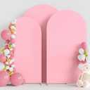 Wokceer Wedding Arch Cover (7.2FT, 6.6FT, 6FT) Set of 3 Spandex Fitted Wedding Arch Stand Covers for Round Top Chiara Arch Backdrop Stands Cover for Birthday Party Ceremony Banquet Decor Pink