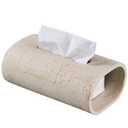 Natural Travertine Textures Tissue Box Holder Rectangle, Resin Facial Tissue Holder Cover, Decorative Bulk Tissue Paper Dispenser for Bathroom Kitchen Bedroom Living Room Office (Beige)