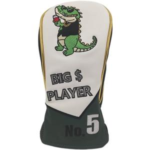 Golf Head Covers Humorous Crocodile Cartoon Embroidery Luxurious Waterproof and wear-Resistant Silicone Leather Durable Driver & Wood Club Covers