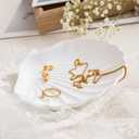 Ring Dish Shell Shape Metal Jewelry Dish Tray, Decorative Trinket Holder with Velvet Bottom, Earrings Necklaces Bracelet Watch Keys Holder for Vanity, Nightstand(Matte White)