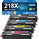 218X Toner Cartridges 4 Pack High Yield (with Chip) Compatible Replacement for HP 218X 218A for Color LaserJet Pro 3201dw MFP 3301fdw 3301cdw 3301sdw Printer Ink W2180X W2180A (BCMY, 4-Pack)