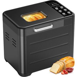 NEWBULIG Bread Maker Machine 2 LB, Automatic Breadmaker Compact
20-in-1 Bread Making Menu, Stainless Steel, Nonstick Ceramic Pan, 3 Crust Colors & Sizes, 600W Powerful Baking, 12-Hour Delay