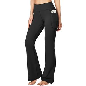 Heathyoga Women's Yoga Pants with Pockets for Women Bootcut Wide Leg Pants for Women High Waisted Workout Pants (Black, Large)