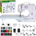 Sewing Machine for Beginners, Mini Sewing Machine Built-in 12 Stitches, 13 Replaceable Presser Feet, Extension Table, Light, Reverse Sewing, 2 Speed Foot Pedal, Portable Sewing Kit (Purple)