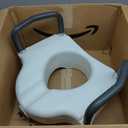 Drive Medical 2-in-1 Raised Toilet Seat with Removable Padded Arms - Elevated Bathroom Safety Support - Secure Locking Attachment - Easy Height Assistance - Durable Construction, Standard Toilets