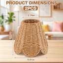 Glooglitter Small Clip-on Chandelier Rattan Lamps Set Shade Scalloped Lampshade 3"top x 6"bottom x 5-1/4"slant Height Empire Lamp Shade Chandelier or Accent Lamp(Paper Rope,Naturals,2 Pcs)