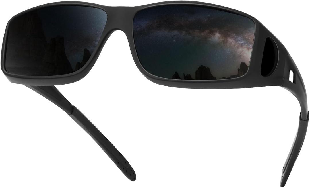 Night Driving Glasses for Men Women Fit Over Sunglasses Anti Glare Polarized HD Night Vision Glasses (A3 Matte Black/Grey)