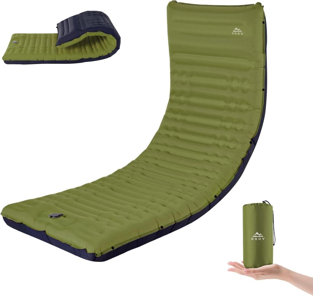 Sleeping Pad for Camping, Lightweight Extra Thickness Inflatable Sleeping Mat, Waterproof Air Mattress with Built-in Pump for Backpacking, Hiking, Tent, Traveling, 4.7 Inch (Single, Green)