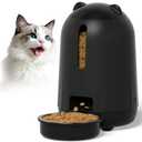 PAPIFEED Automatic Cat Feeder, Button Timer Auto Food Dispenser with Dual Power Backup, Slow Feeding Mode, 3L Moisture-Proof Feeder for Cats & Small Dogs (Black)