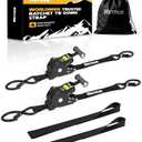 RETRUE Heavy Duty Self-Retracting Ratchet Straps, 10 Feet Retractable Ratchet Tie Down Straps with 1,500lb Break Strength for Trailers, Motorcycles, ATVs, Moving, Cargo Handling & More, Black (2 Pack)