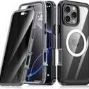 for iPhone 16 Pro Max Case,Built-in 9H Tempered Glass Screen Protector + Privacy Screen Protector, [Military Grade Protection] Shockproof Anti Spy Magnetic Back Phone Case, Black