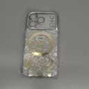 Meishangmei for iPhone 17 Pro Case Sparkly Shell Translucence [Compatible with MagSafe], Bling Camera Lens Protection Cute Pattern Design Hard Shockproof Protective Case for Girls Women 