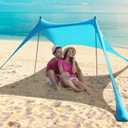 Beach Tent - Beach Shade UPF 50+ UV Protection, 9.8 x 6.5 FT, Anti-Wind Beach Canopy with 2 Poles, 2 Windproof Ropes, 1 Portable Bag, Beach Tent Sun Shelter Perfect for Picnics, Outdoors - Turquoise