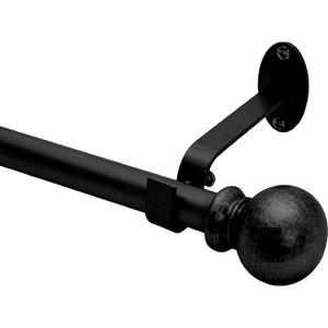 Elrene Home Fashions Rustic Farmhouse Adjustable Window Curtain Rod with Forged Hammered Round Ball Finials, 28X48, Wrought Iron