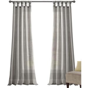 Lush Decor Burlap Knotted Tab-Top Window Curtain Panel Pair, 45"W x 84"L, Light Gray (45"W x 84"L (Pack of 1))