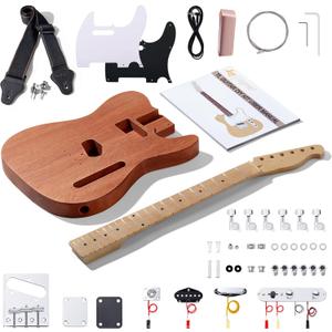 Leo Jaymz DIY TL Style Electric Guitar Kits with Mahogany Body and Maple Neck - Maple Fingerboard and All Components IncludedTL LJ Headstock